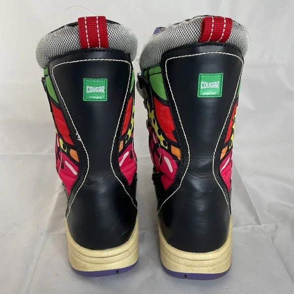 COUGAR Womens/Youth Retro Grabber Snow Boots Cherry Graffiti Purple Black Size 5 - Picture 4 of 10